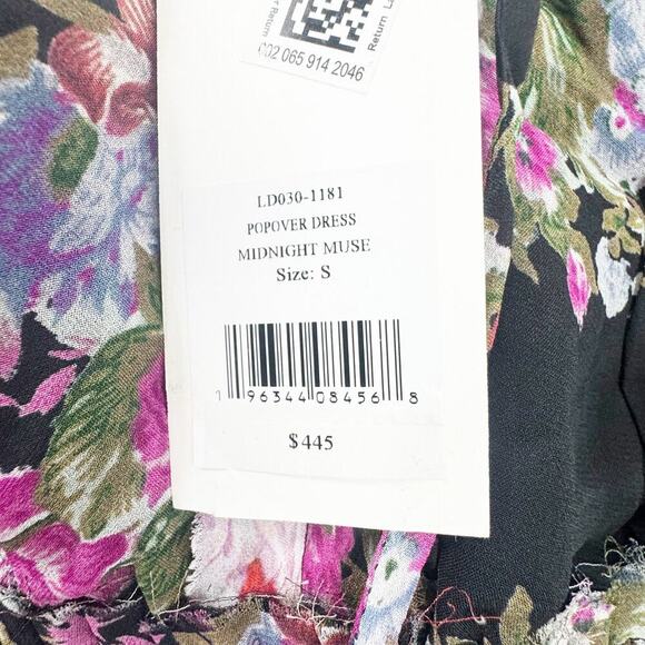 LoveShackFancy Popover Dress V Neck Floral Dress Midnight Muse Size S NWT - Picture 12 of 12